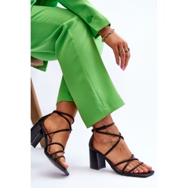 Sandales à talons en cuir à la mode pour femmes Noir Primma le noir 8