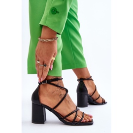 Sandales à talons en cuir à la mode pour femmes Noir Primma le noir 3