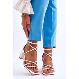 FJ1 Sandales à Talons pour Femme en Cuir Tendance Blanc Primma 1
