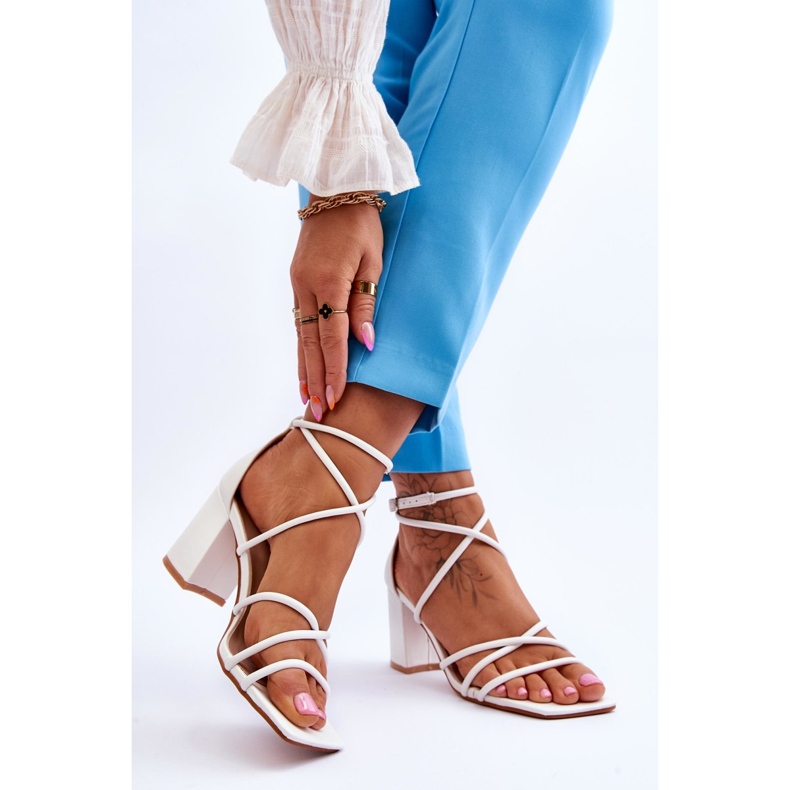 FJ1 Sandales à Talons pour Femme en Cuir Tendance Blanc Primma 2