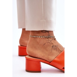FJ1 Pantoufles en cuir à talons bas Miley orange classiques 6