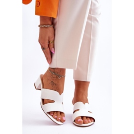 FJ1 Sandales Classiques En Cuir À Talons Bas Miley Blanche 1