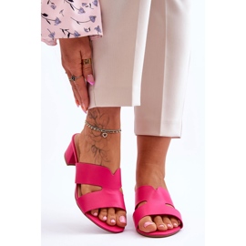 FJ1 Tongs en cuir à talons bas Miley fuchsia classiques rose 1