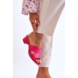 FJ1 Tongs en cuir à talons bas Miley fuchsia classiques rose 4