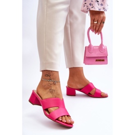 FJ1 Tongs en cuir à talons bas Miley fuchsia classiques rose 6