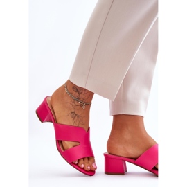 FJ1 Tongs en cuir à talons bas Miley fuchsia classiques rose 7