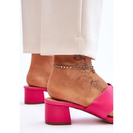 FJ1 Tongs en cuir à talons bas Miley fuchsia classiques rose 5