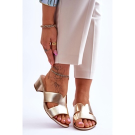 FJ1 Sandales en cuir à talons bas classiques Golden Miley doré 1