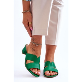 FJ1 Sandales en cuir à talons bas classiques Miley Green vert 1