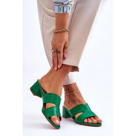 FJ1 Sandales en cuir à talons bas classiques Miley Green vert 2