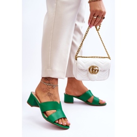 FJ1 Sandales en cuir à talons bas classiques Miley Green vert 3
