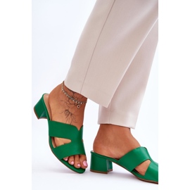 FJ1 Sandales en cuir à talons bas classiques Miley Green vert 4