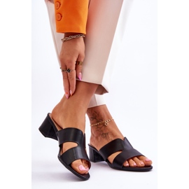 Sandales classiques en cuir noir à talons bas Miley 2