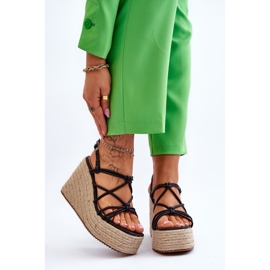 Sandales Compensées Tendance Avec Galon Noir Nessia 1