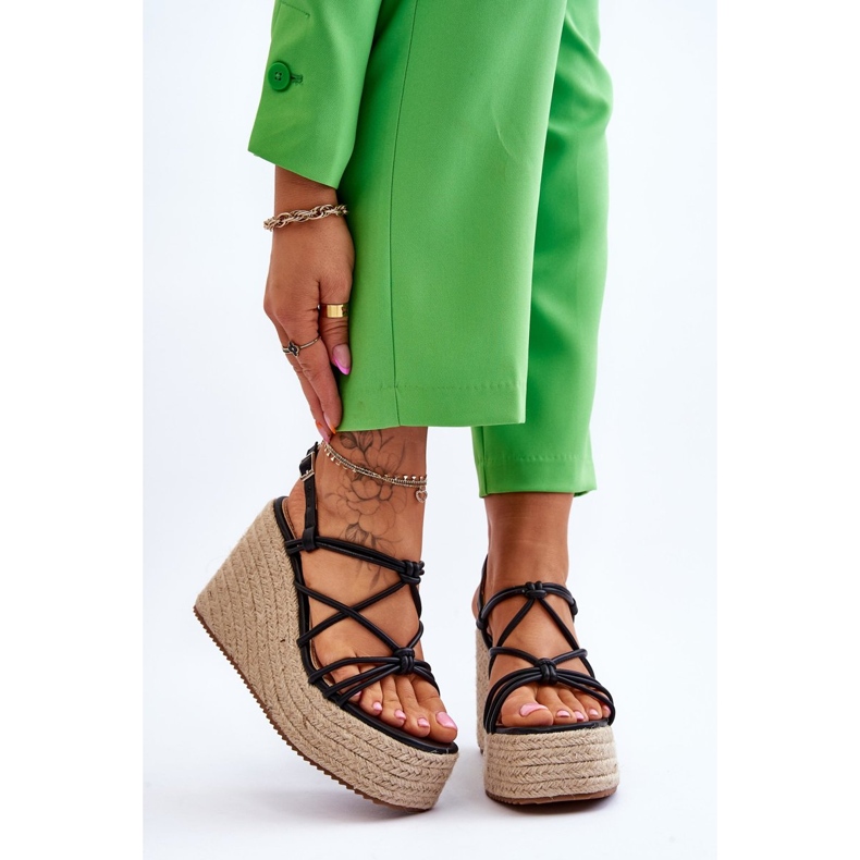 Sandales Compensées Tendance Avec Galon Noir Nessia le noir 1