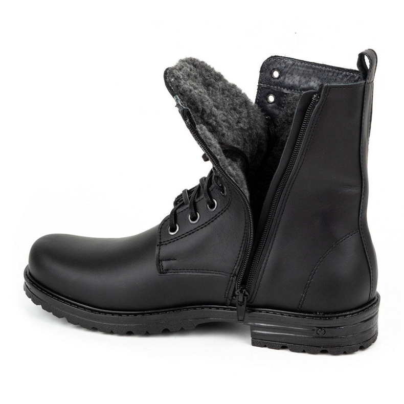 Polbut Bottines Chelsea militaires en cuir ciré pour homme, 2118S, noires 1