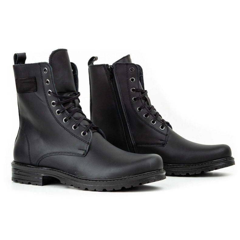 Polbut Bottines Chelsea militaires en cuir ciré pour homme, 2118S, noires le noir 2
