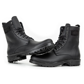 Polbut Bottines Chelsea militaires en cuir ciré pour homme, 2118S, noires le noir 3