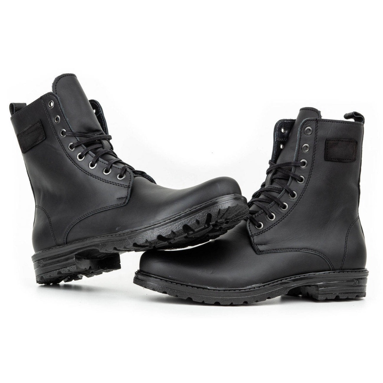 Polbut Bottines Chelsea militaires en cuir ciré pour homme, 2118S, noires le noir 3