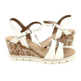 Caprice Sandales Compensées En Cuir 9-28710-20 160 Blanc Softnap 1