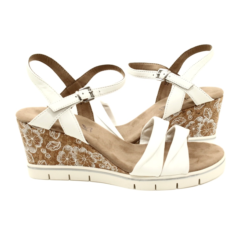 Caprice Sandales Compensées En Cuir 9-28710-20 160 Blanc Softnap 1