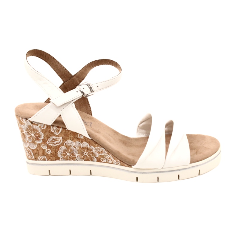 Caprice Sandales Compensées En Cuir 9-28710-20 160 Blanc Softnap 2