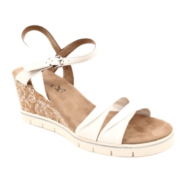 Caprice Sandales Compensées En Cuir 9-28710-20 160 Blanc Softnap 3