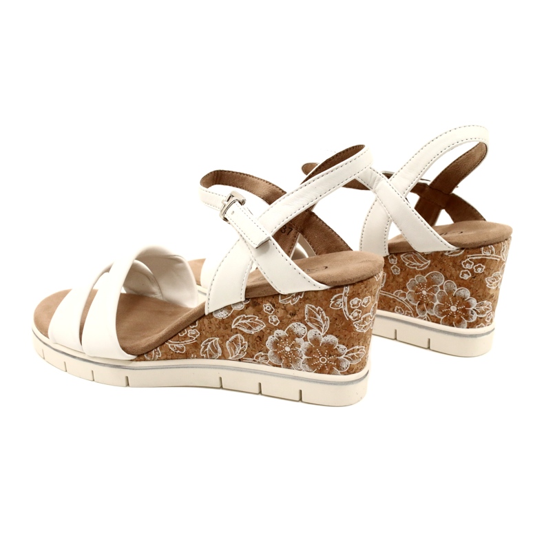 Caprice Sandales Compensées En Cuir 9-28710-20 160 Blanc Softnap 6