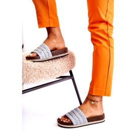 S.Barski Tongs classiques pour femmes avec chaîne, bleu 3