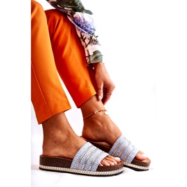 S.Barski Tongs classiques pour femmes avec chaîne, bleu 7