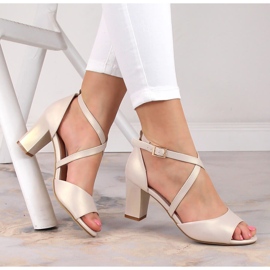 Sandales beige perle pour femme sur le poteau Sergio Leone SK862 2