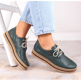 Chaussures en cuir confortables pour femmes sur la plate-forme verte Helios 380 1