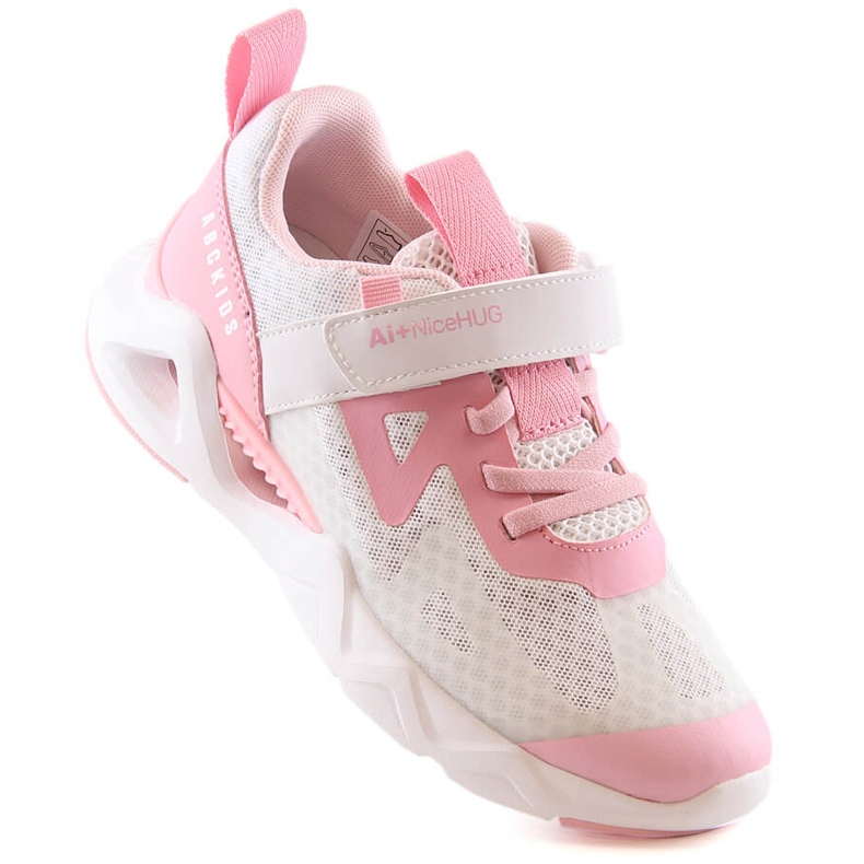 Atletico Chaussures de sport fille avec velcro blanc et rose AbcKids B022302001 1