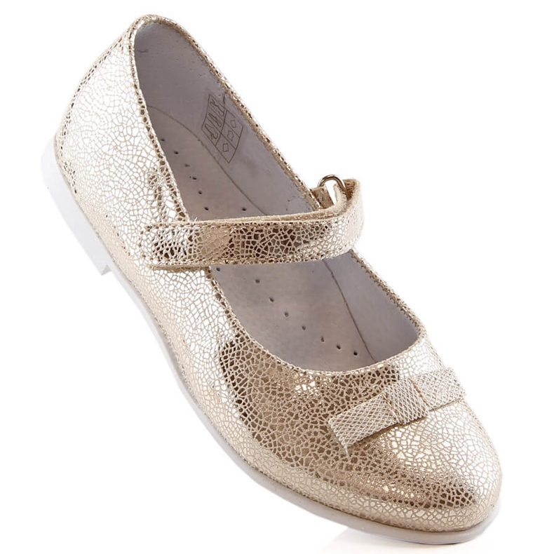 Ballerines fille laquées avec velcro doré Kornecki 6493 1