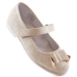 Ballerines filles brillantes avec velcro or Kornecki 6802 doré 1