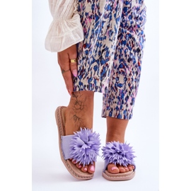 Chaussons Femme En Daim Avec Décoration Giorgia Violet 1