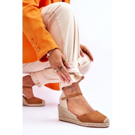 Sandales compensées espadrilles en daim camel Cammer brun 6