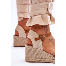 Sandales compensées espadrilles en daim camel Cammer brun 7