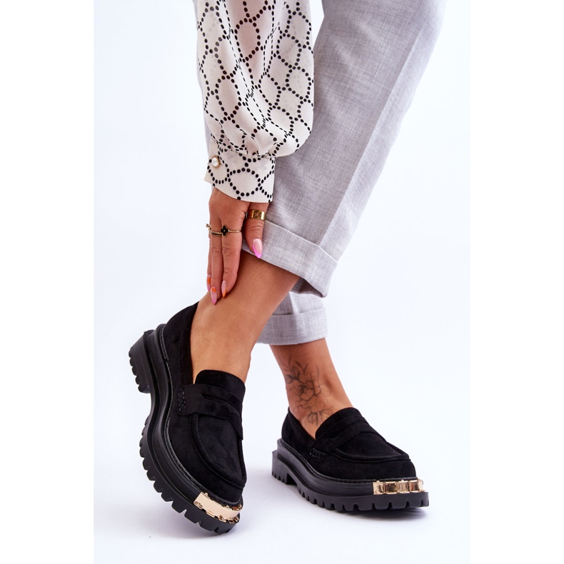 Mocassins en daim classiques avec ornement Monaro noir 2