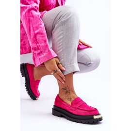 FJ1 Mocassins en daim classiques avec ornement Monaro fuchsia rose 7
