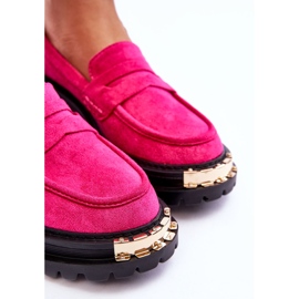 FJ1 Mocassins en daim classiques avec ornement Monaro fuchsia rose 6