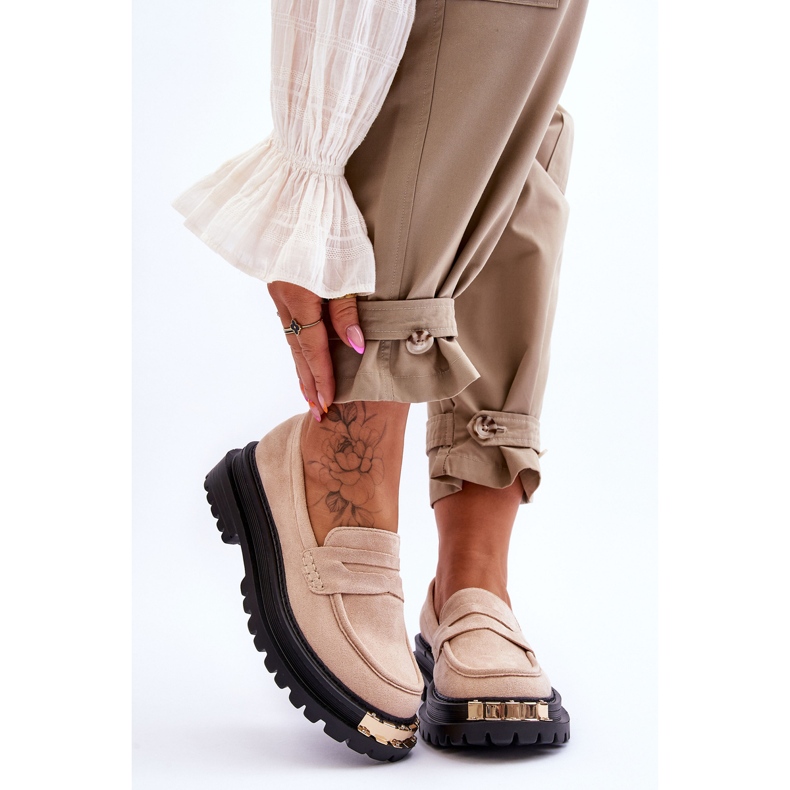 Mocassins en daim classiques avec ornement Monaro beige 1