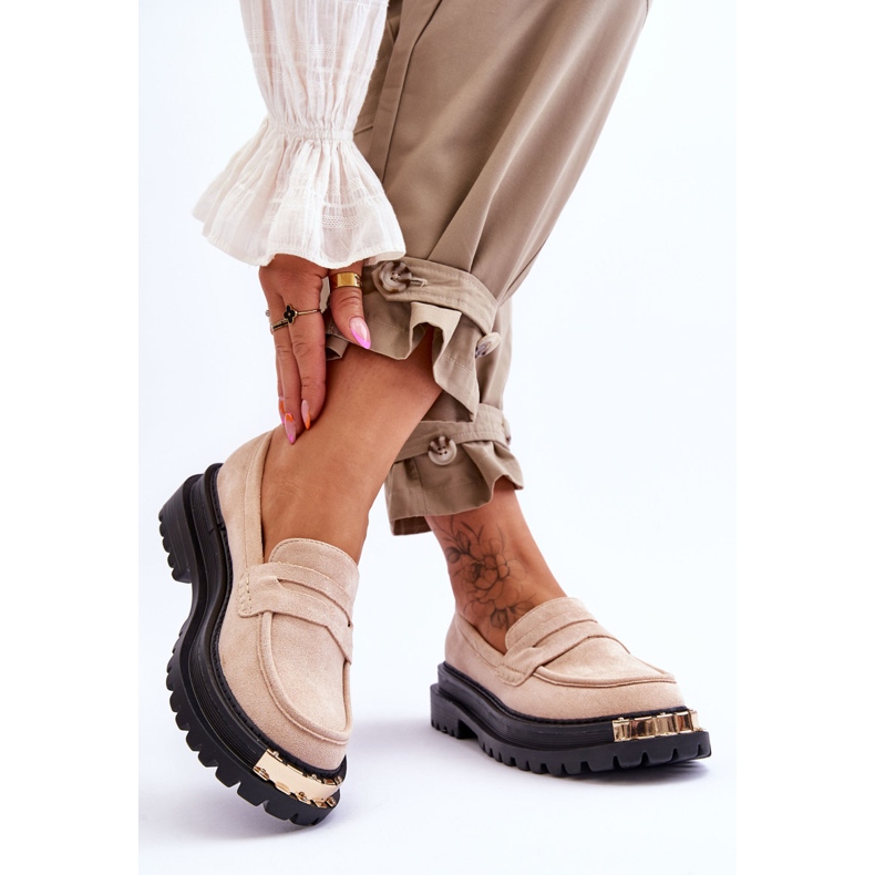 Mocassins en daim classiques avec ornement Monaro beige 2