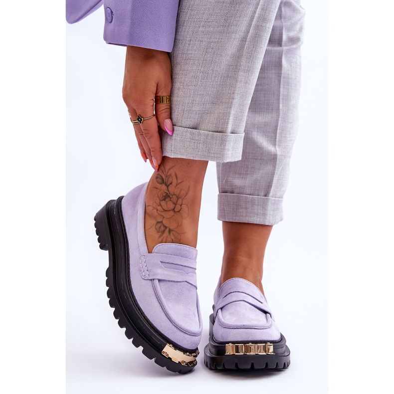 FJ1 Mocassins en daim classiques ornés de Monaro violet 1