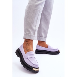 FJ1 Mocassins en daim classiques ornés de Monaro violet 3