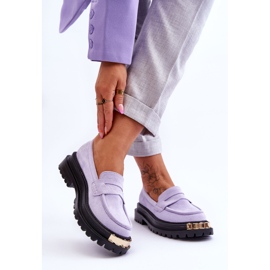 FJ1 Mocassins en daim classiques ornés de Monaro violet 2
