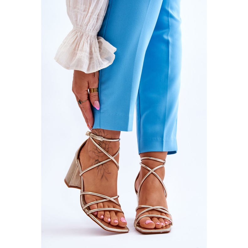 FJ1 Sandales en cuir à la mode pour femmes Gold Primma High Heels d'or 1