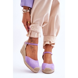 FJ1 Espadrilles en Daim Sandales Compensées Violet Cammer 1