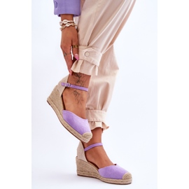 FJ1 Espadrilles en Daim Sandales Compensées Violet Cammer 5