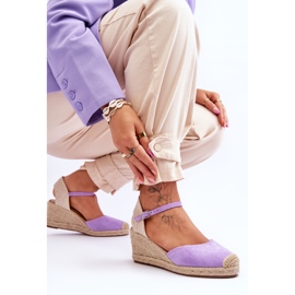 FJ1 Espadrilles en Daim Sandales Compensées Violet Cammer 6
